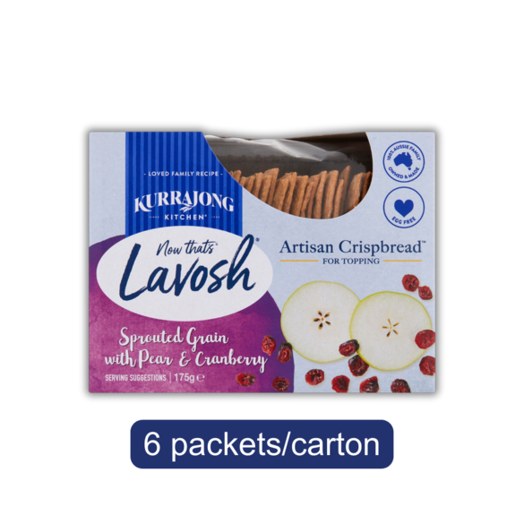 BULK BUY Kurrajong Kitchen Artisan Crispbread™ Sprouted Grain with Pear & Cranberry